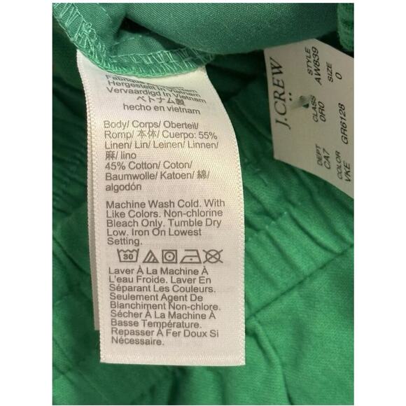 J.Crew Factory Linen Cotton Drawstring Pants 0 Green Casual Summer Beach - Picture 7 of 11